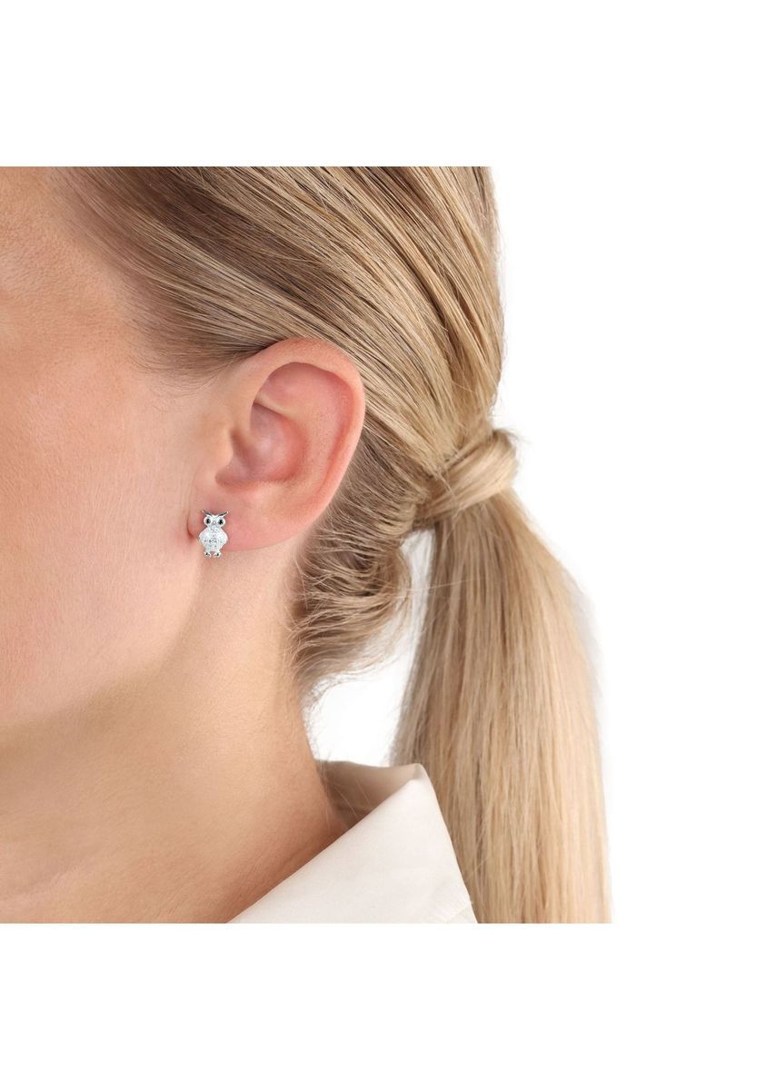 Funkelnde Eulen-Ohrstecker aus Silber