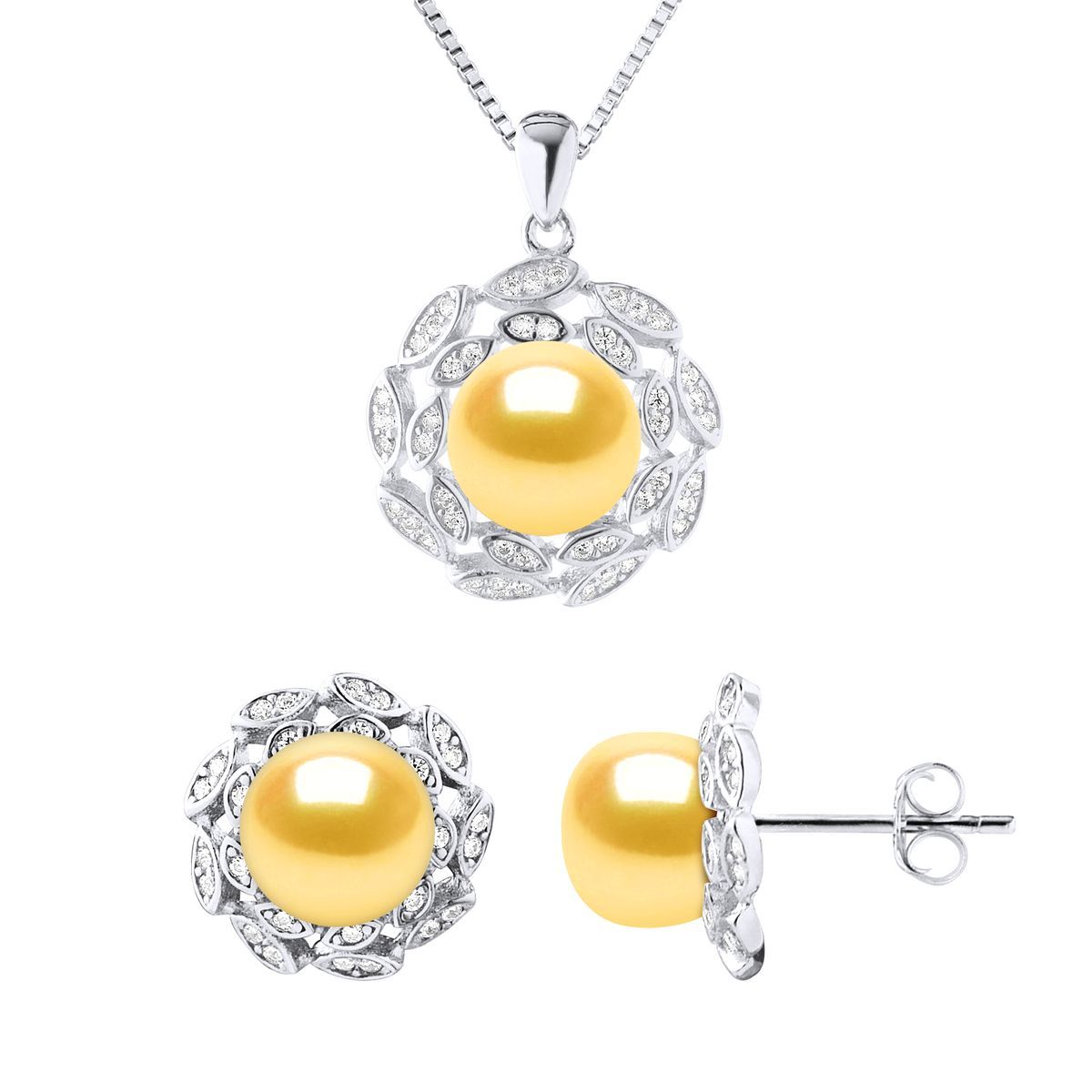 Goldenes Perlen-Blumen-Schmuckset