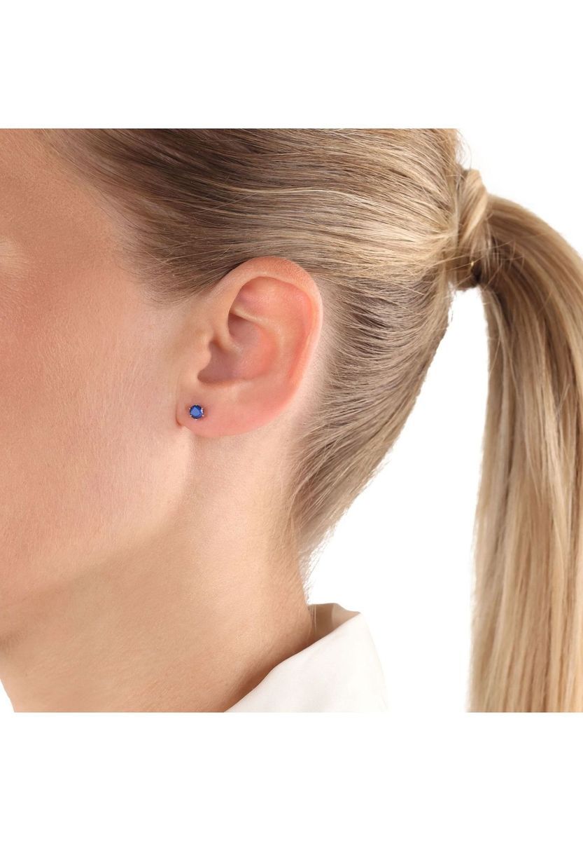 Schlichte Ohrstecker mit blauen Zirkonia