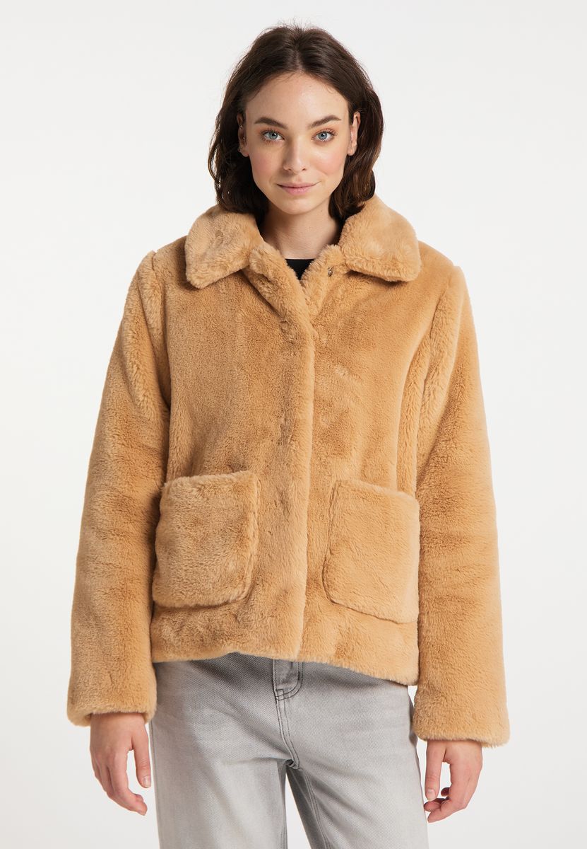 Weiche Kunstpelzjacke mit Taschen