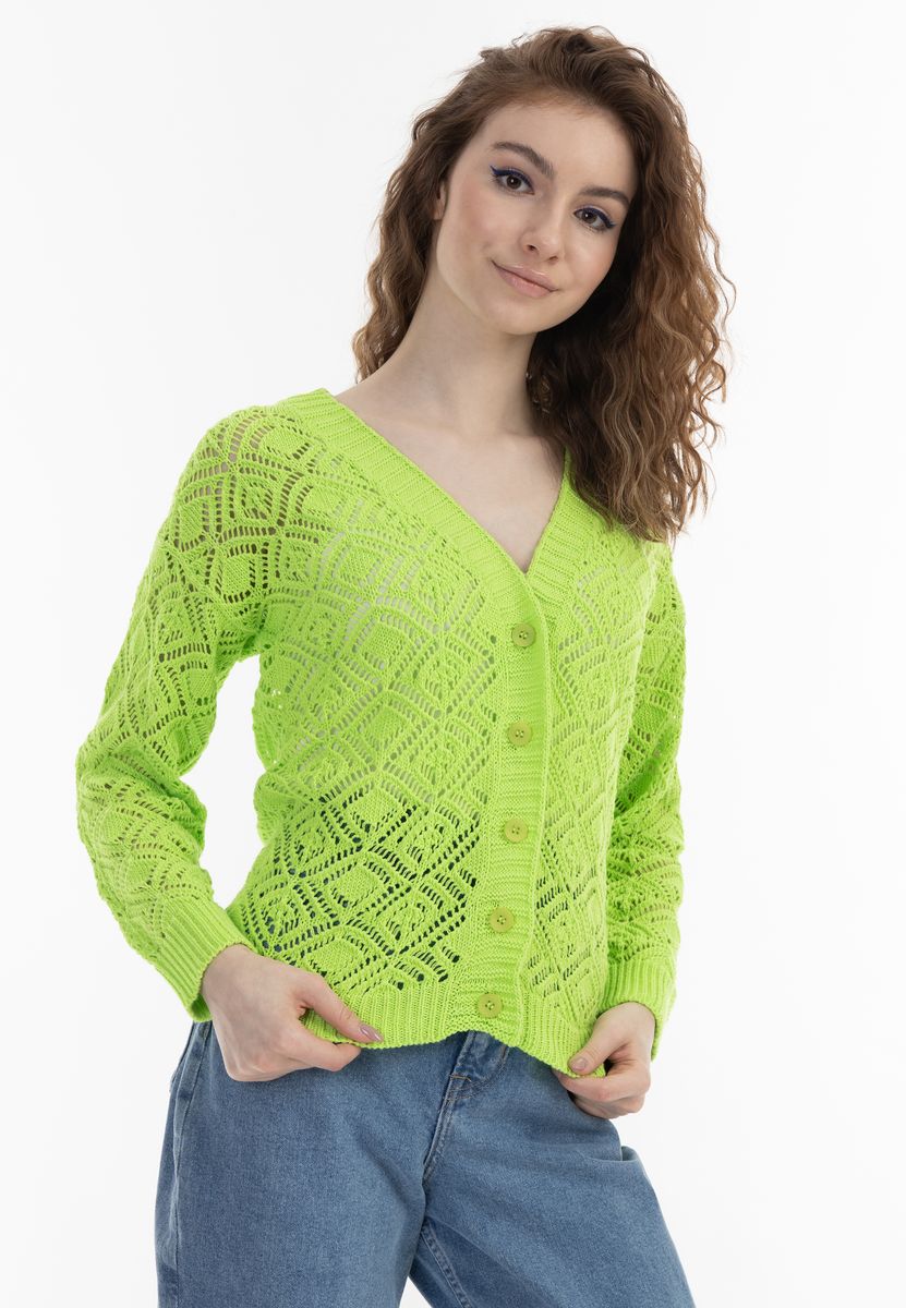 Häkel-Cardigan mit Rautenmuster