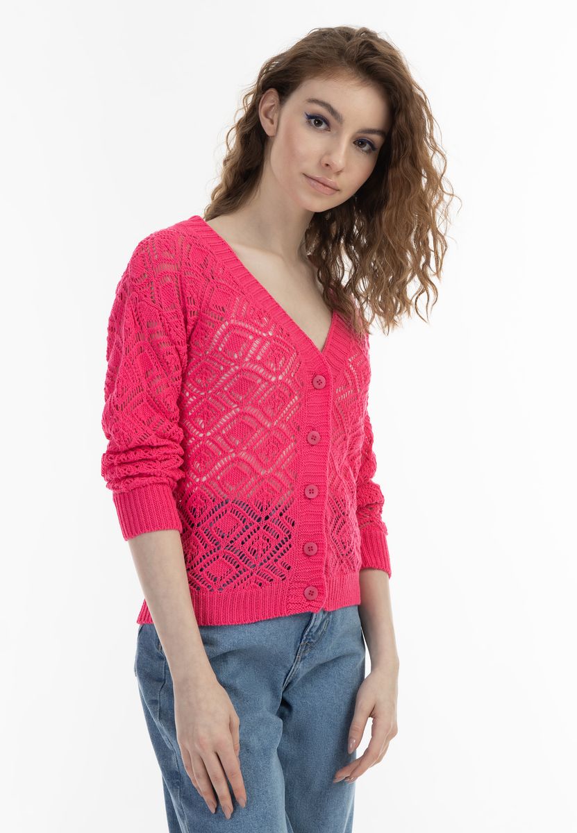 Häkel-Cardigan mit Rautenmuster