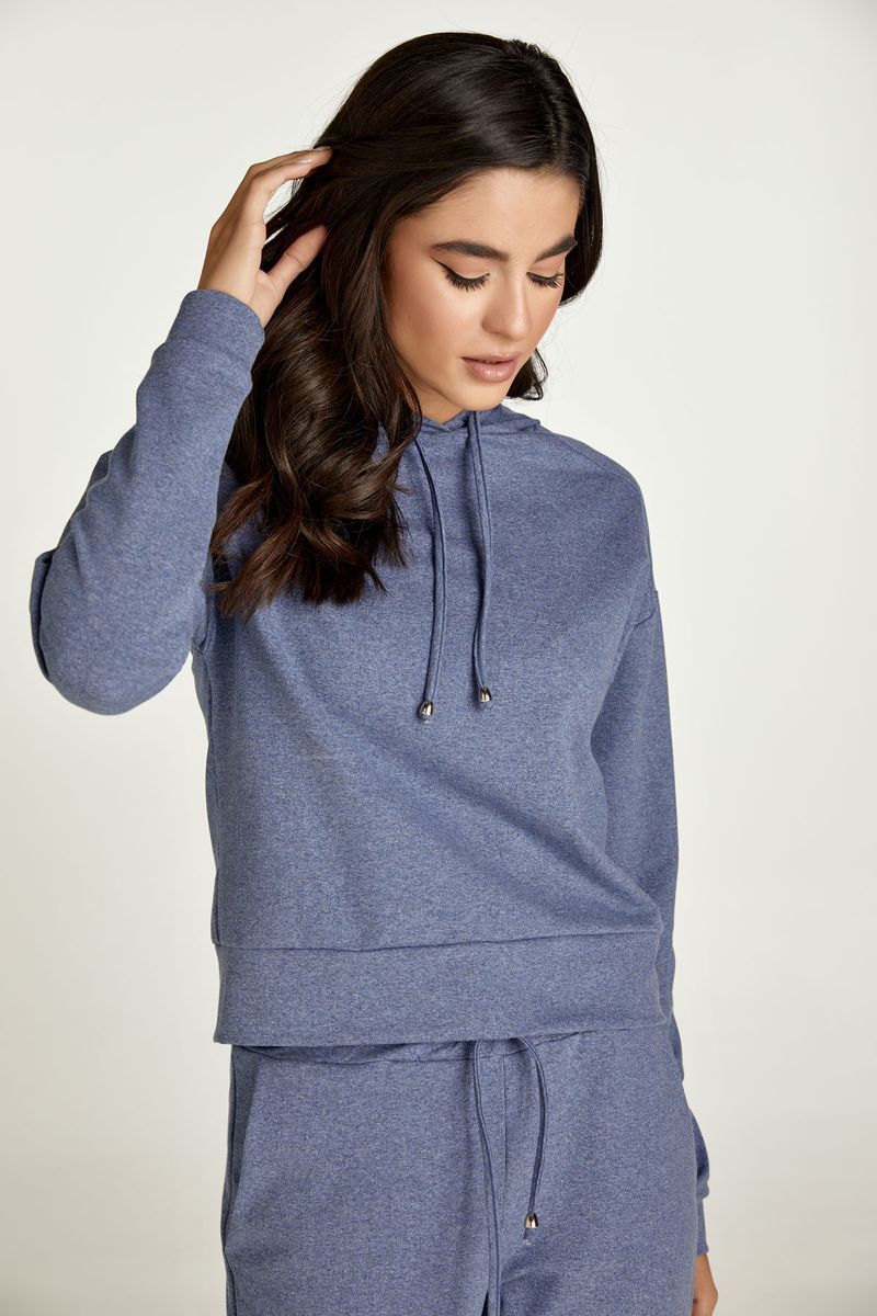 Relaxter Indigo-Melange-Kapuzenpullover