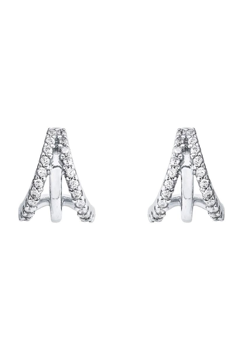 Geometrische Zirkonia Doppelbogen Ohrstecker