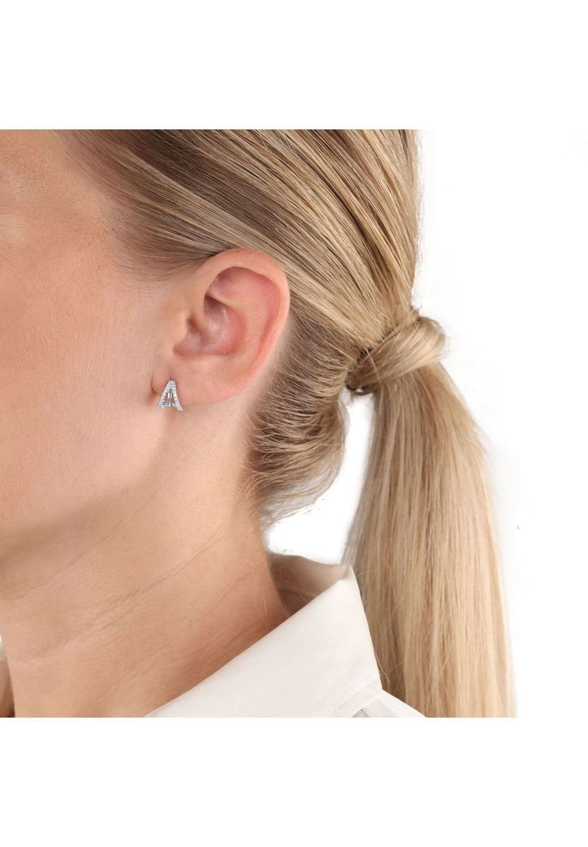 Geometrische Zirkonia Doppelbogen Ohrstecker