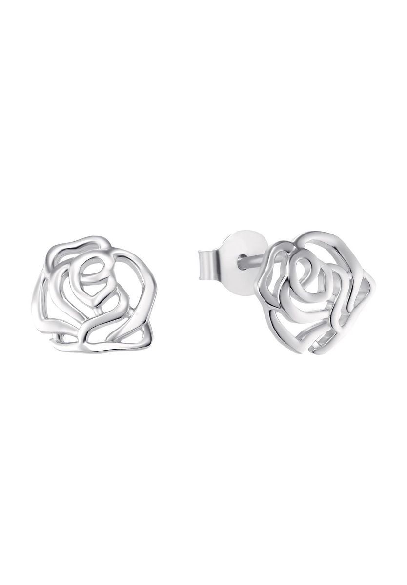 Stilisierte Rosen-Ohrstecker aus Silber