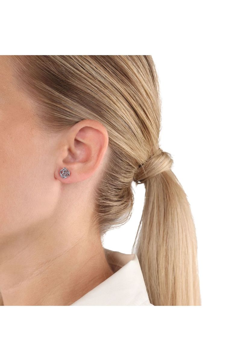 Stilisierte Rosen-Ohrstecker aus Silber