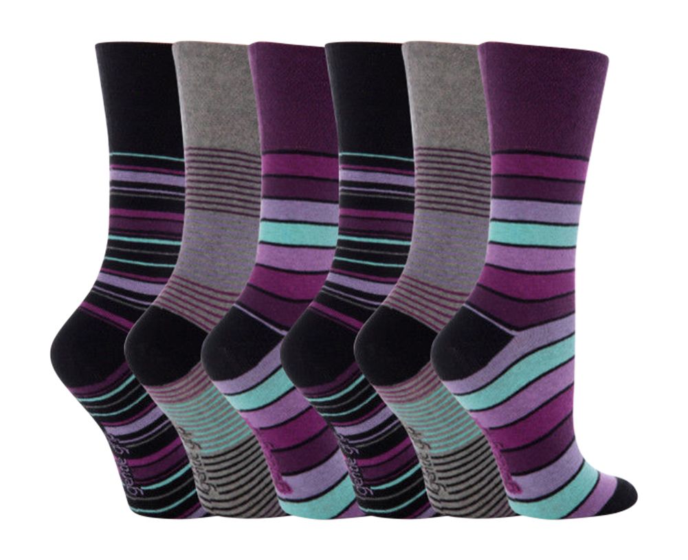 Gestreifte Komfortsocken mit HoneyComb-Bündchen