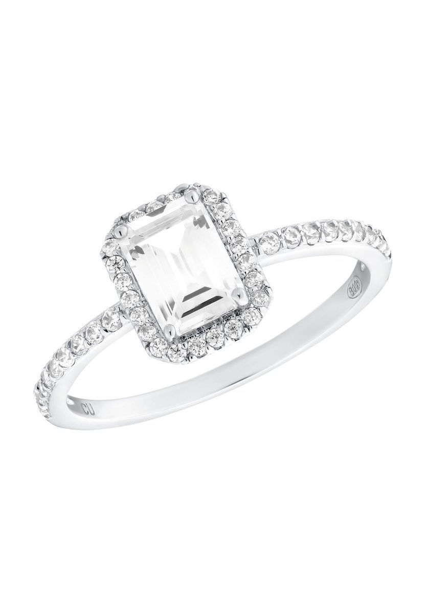 Ring mit Zirkonia im Smaragdschliff