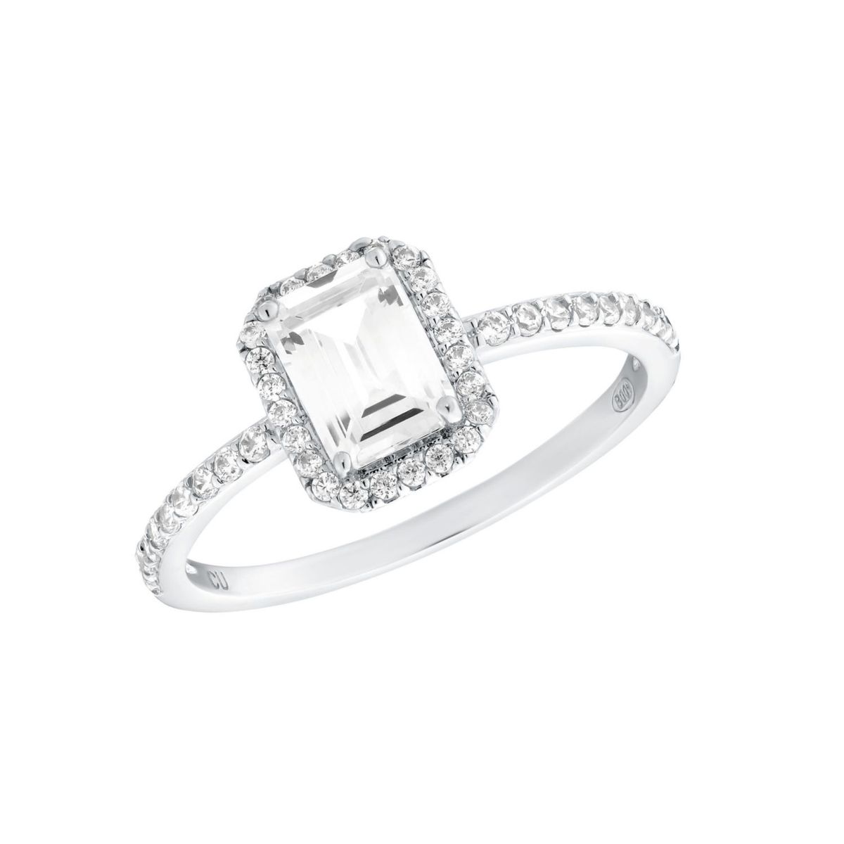 Ring mit Zirkonia im Smaragdschliff