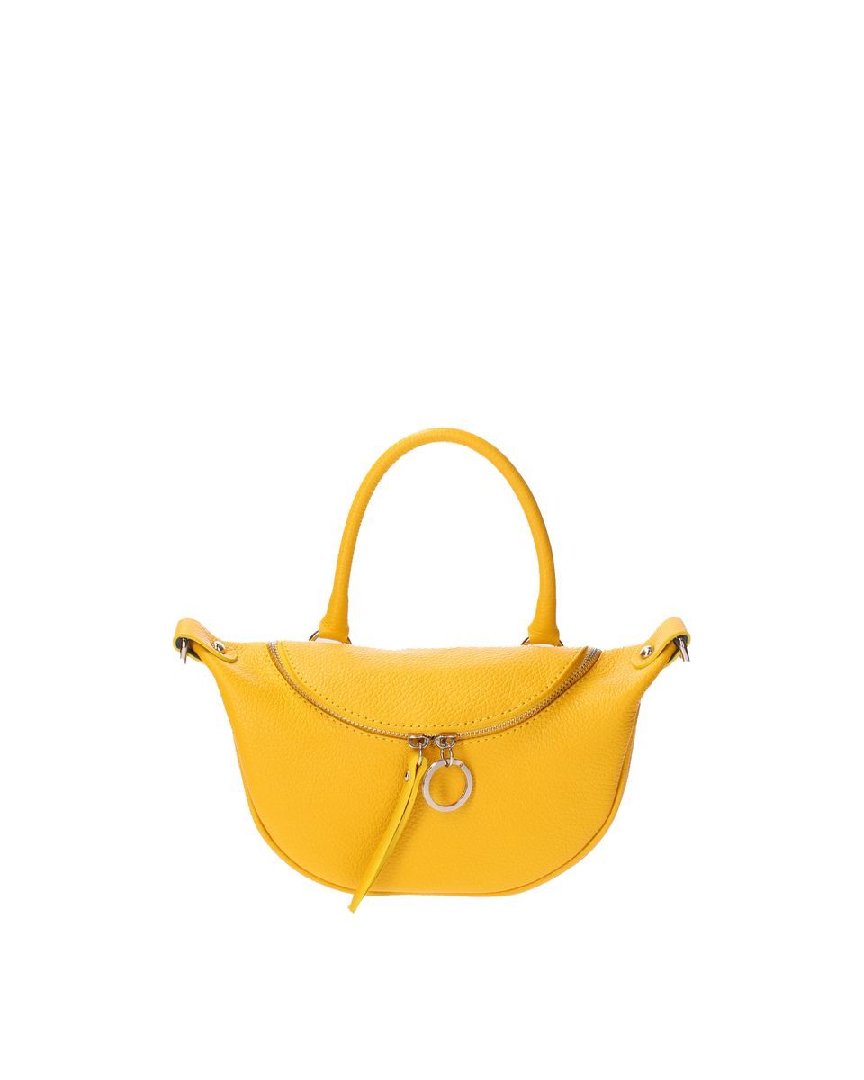 Sichelförmige Tasche aus genarbtem Leder