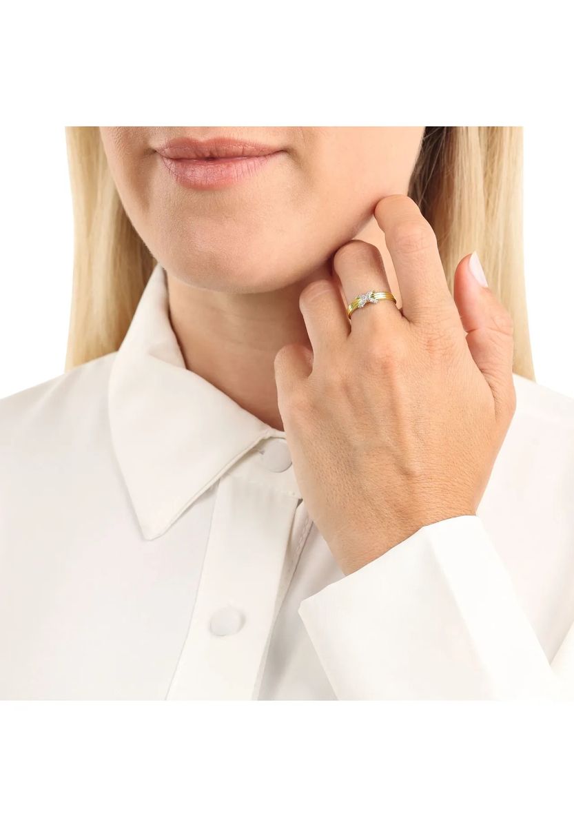 Eleganter Bicolor Ring mit Kreuz-Motiv