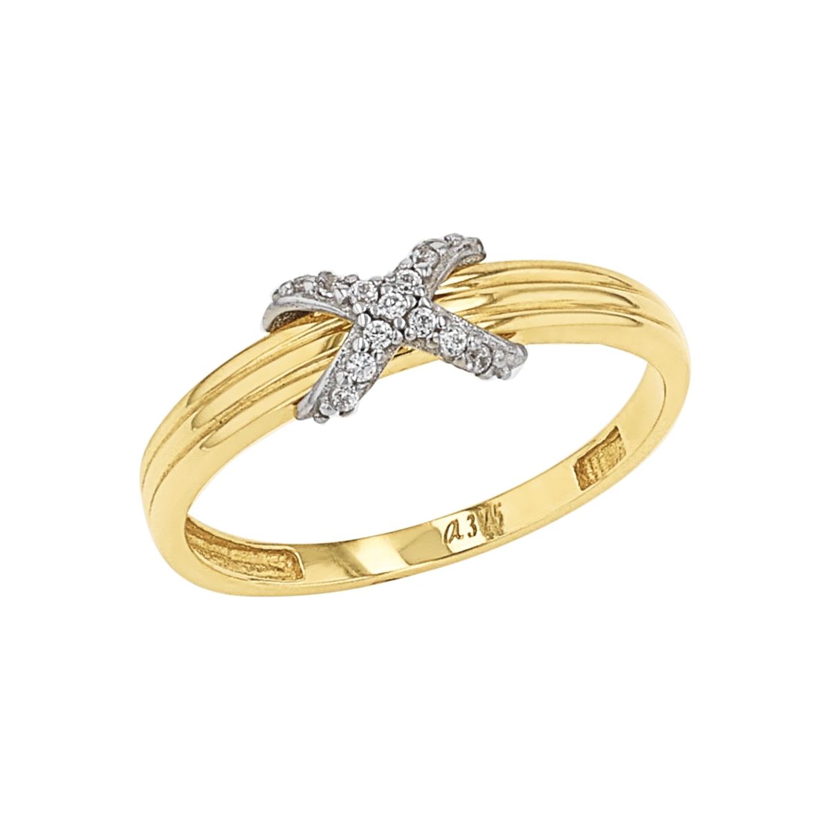 Eleganter Bicolor Ring mit Kreuz-Motiv