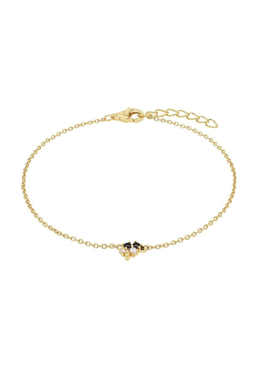 Filigranes vergoldetes Gliederketten-Armband mit Zirkonia