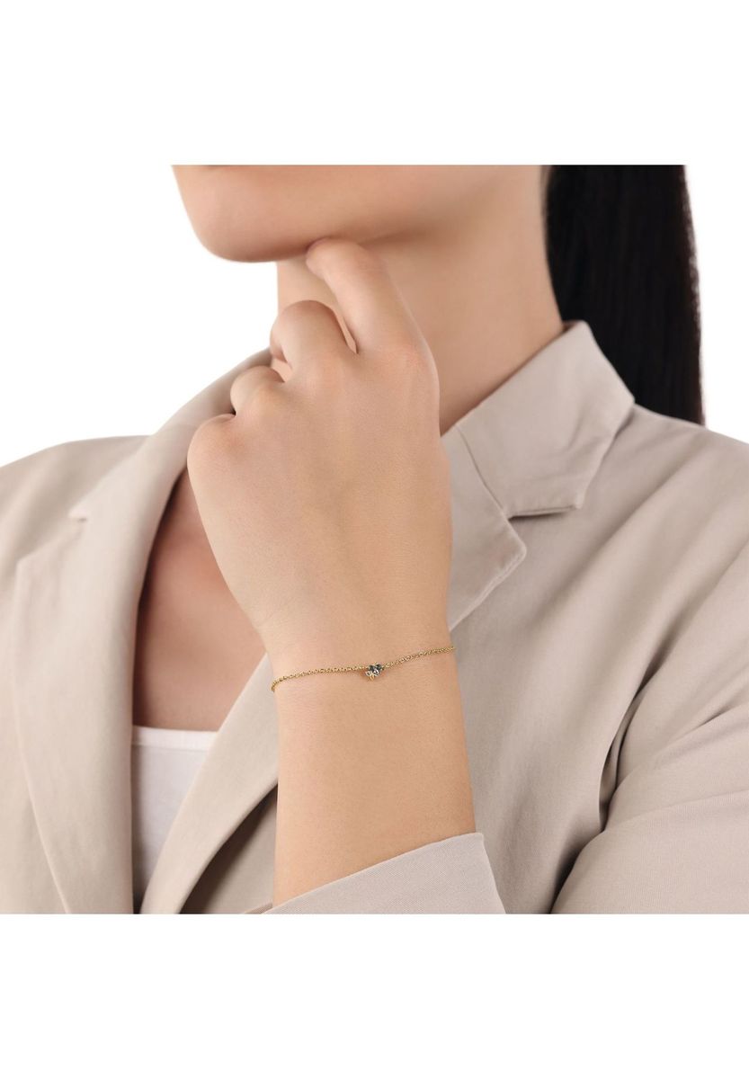 Filigranes vergoldetes Gliederketten-Armband mit Zirkonia