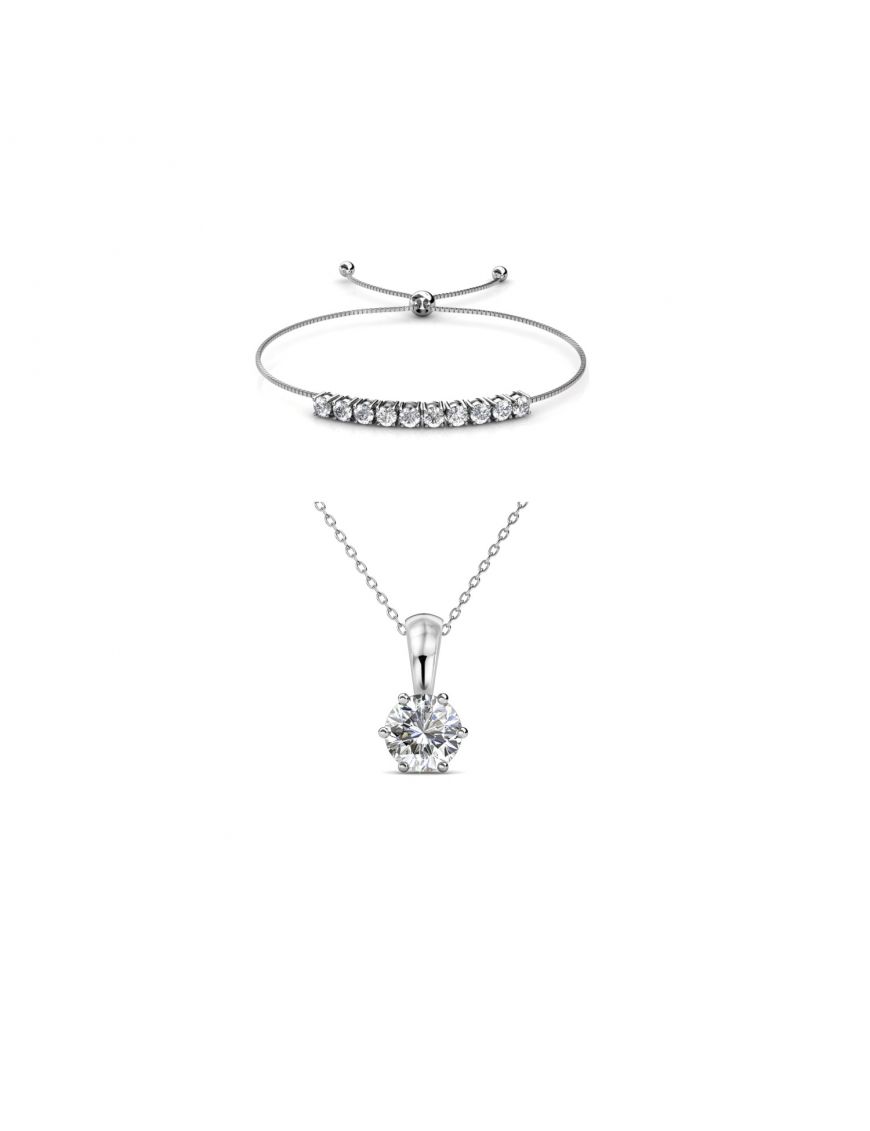 Elegantes Set aus Kristallanhänger und Schiebearmband