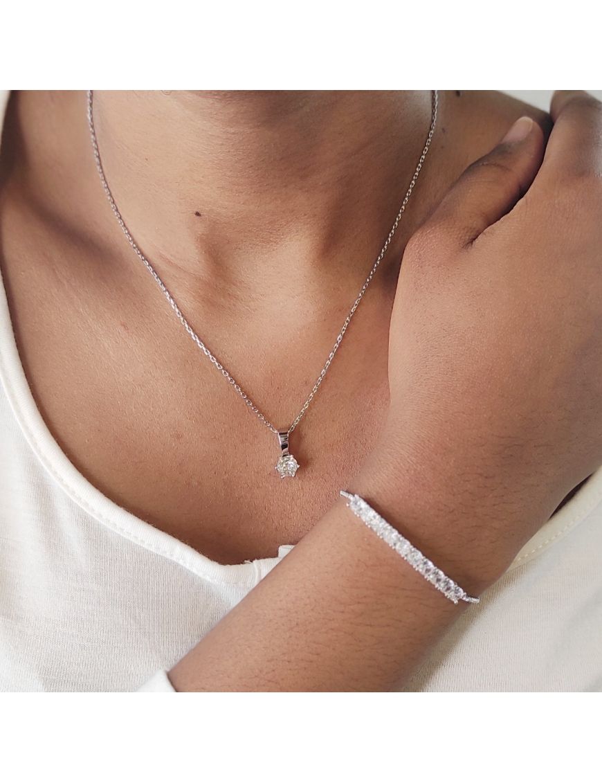Elegantes Set aus Kristallanhänger und Schiebearmband