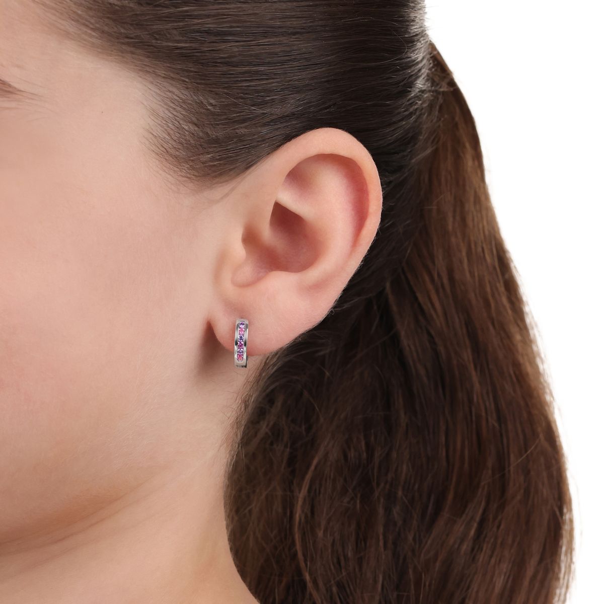 Silberne Creolen mit Zirkonia-Besatz
