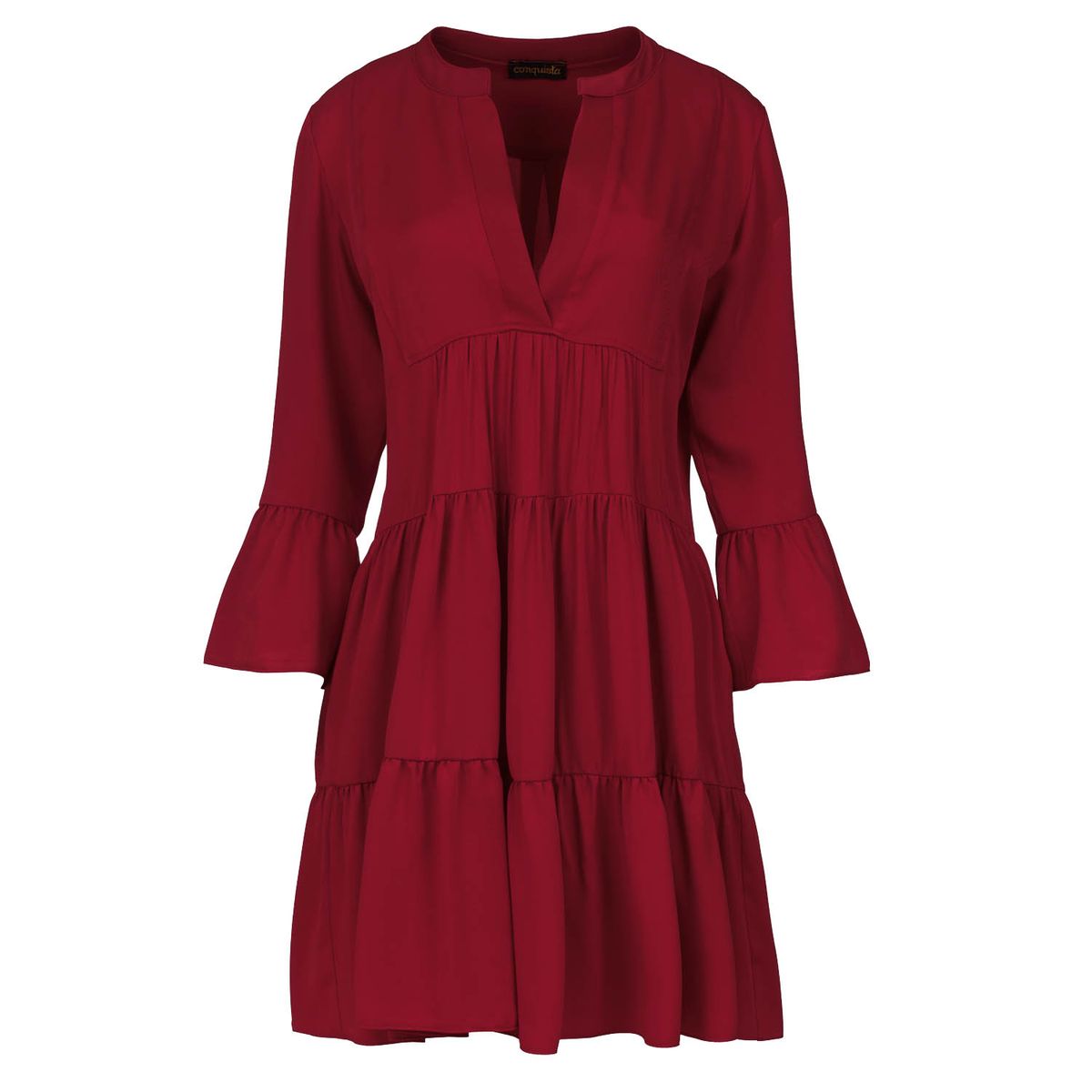 Gestuftes A-Linien-Kleid mit Glockenärmeln