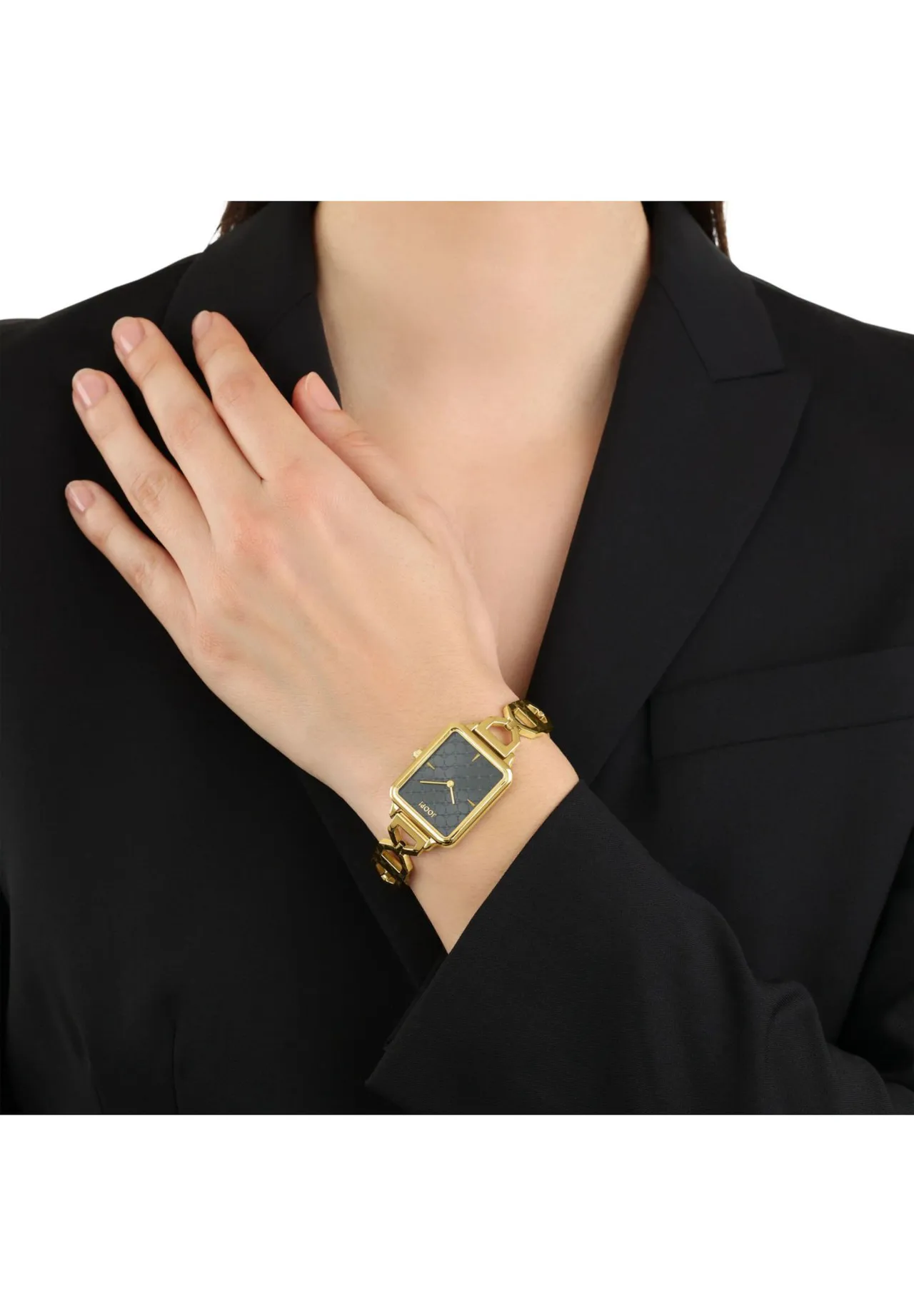 Elegante eckige Armbanduhr mit Gliederarmband