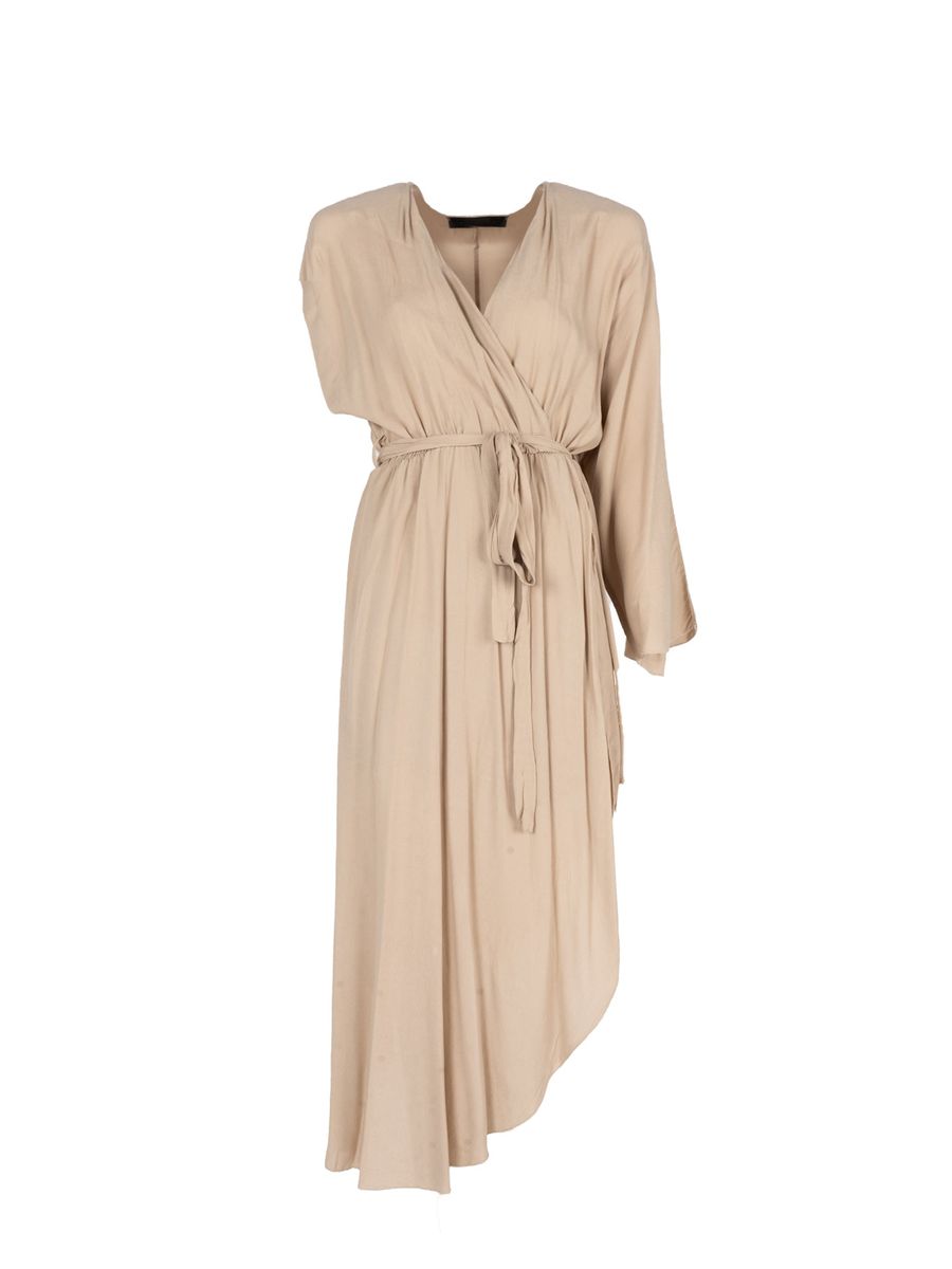 Asymmetrisches Wickelkleid mit Gürtel
