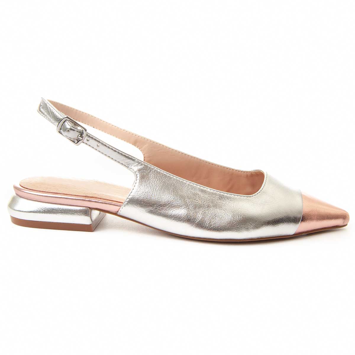 Spitze Slingback-Ballerinas im Metallic-Look