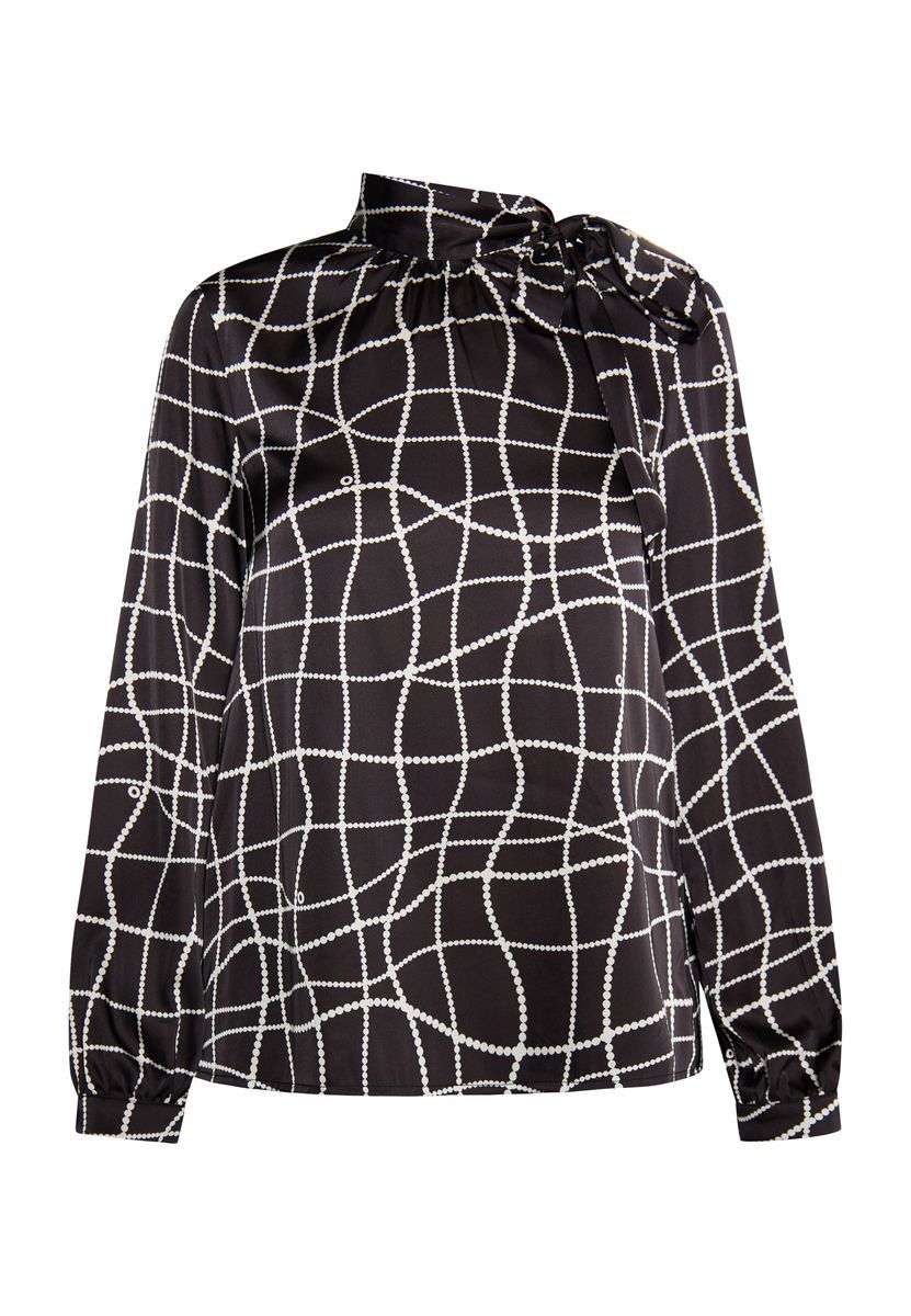 Elegante Schluppenbluse mit Perlen-Print