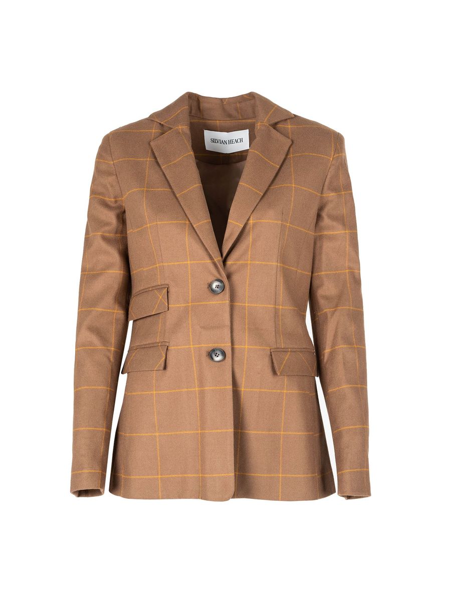 Taillierte Jacke mit Fensterkaromuster