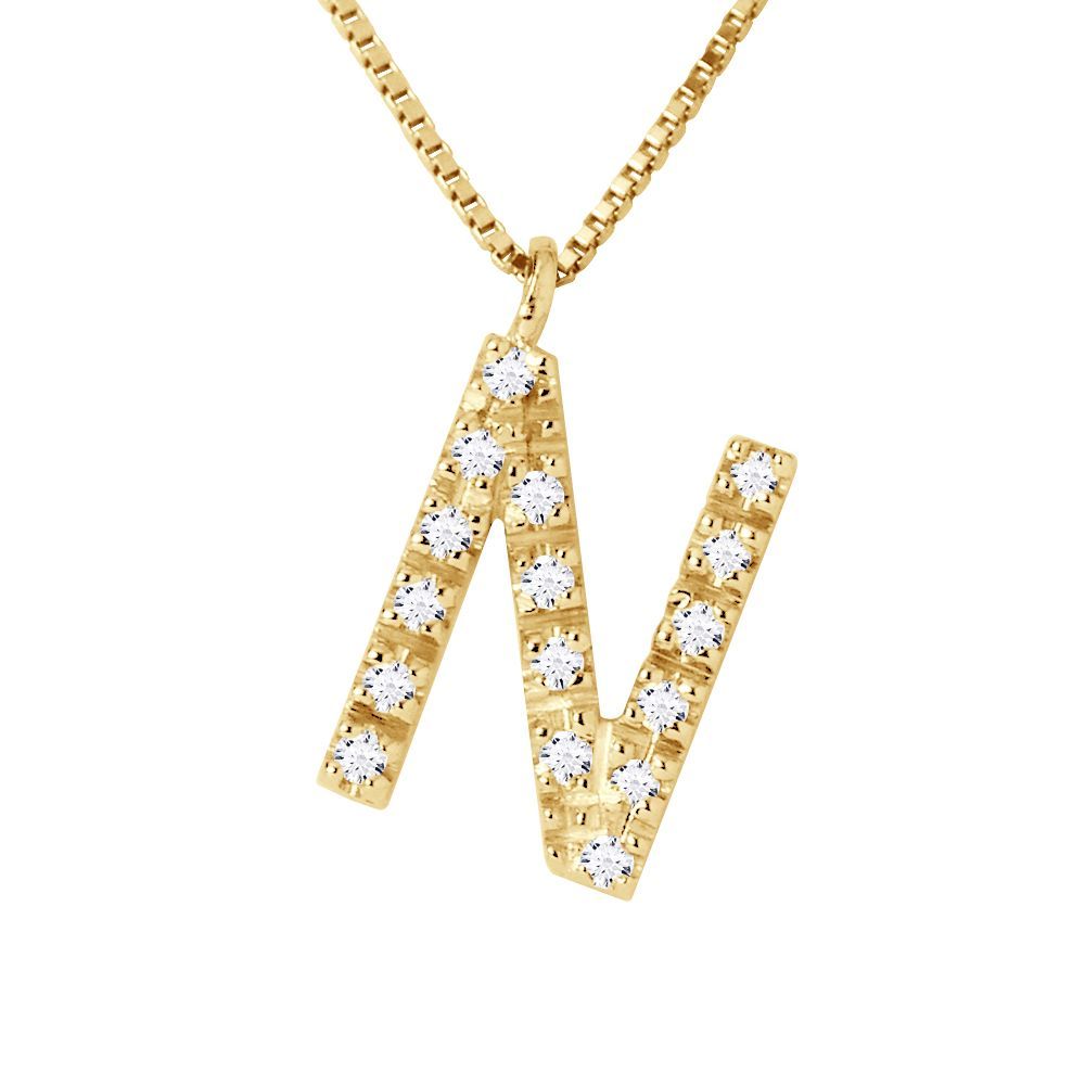 Halskette mit Diamant-Initial N