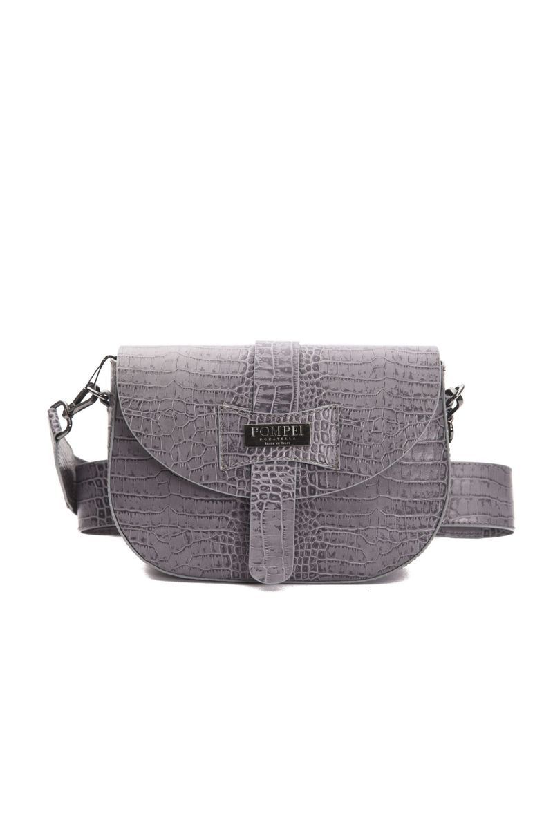 Leder-Satteltasche mit Krokodilprägung