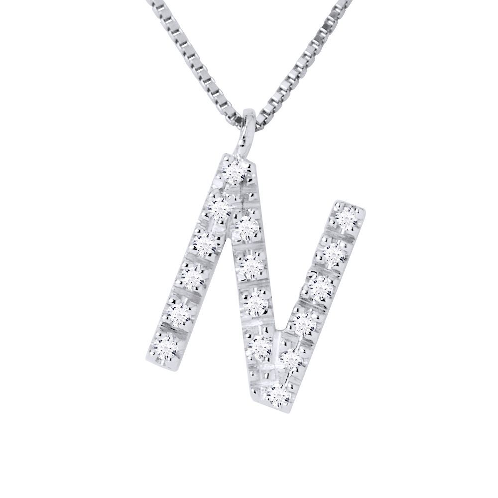 Diamant-Halskette mit Initial-Buchstabe N