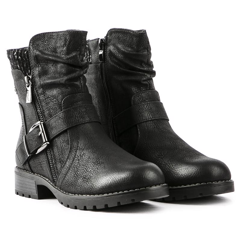 Biker-Stiefeletten mit Schnalle und Raffung