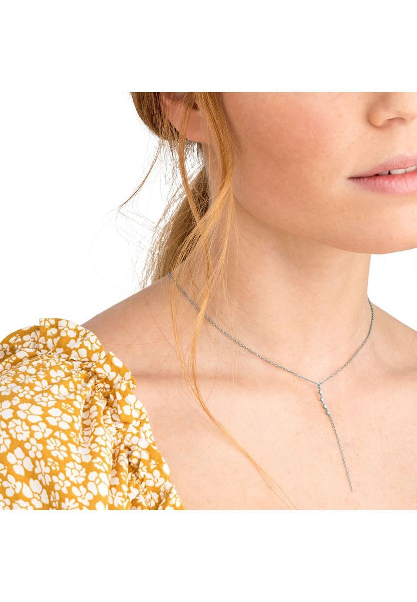Elegante Silberne Zirkonia Y-Kette