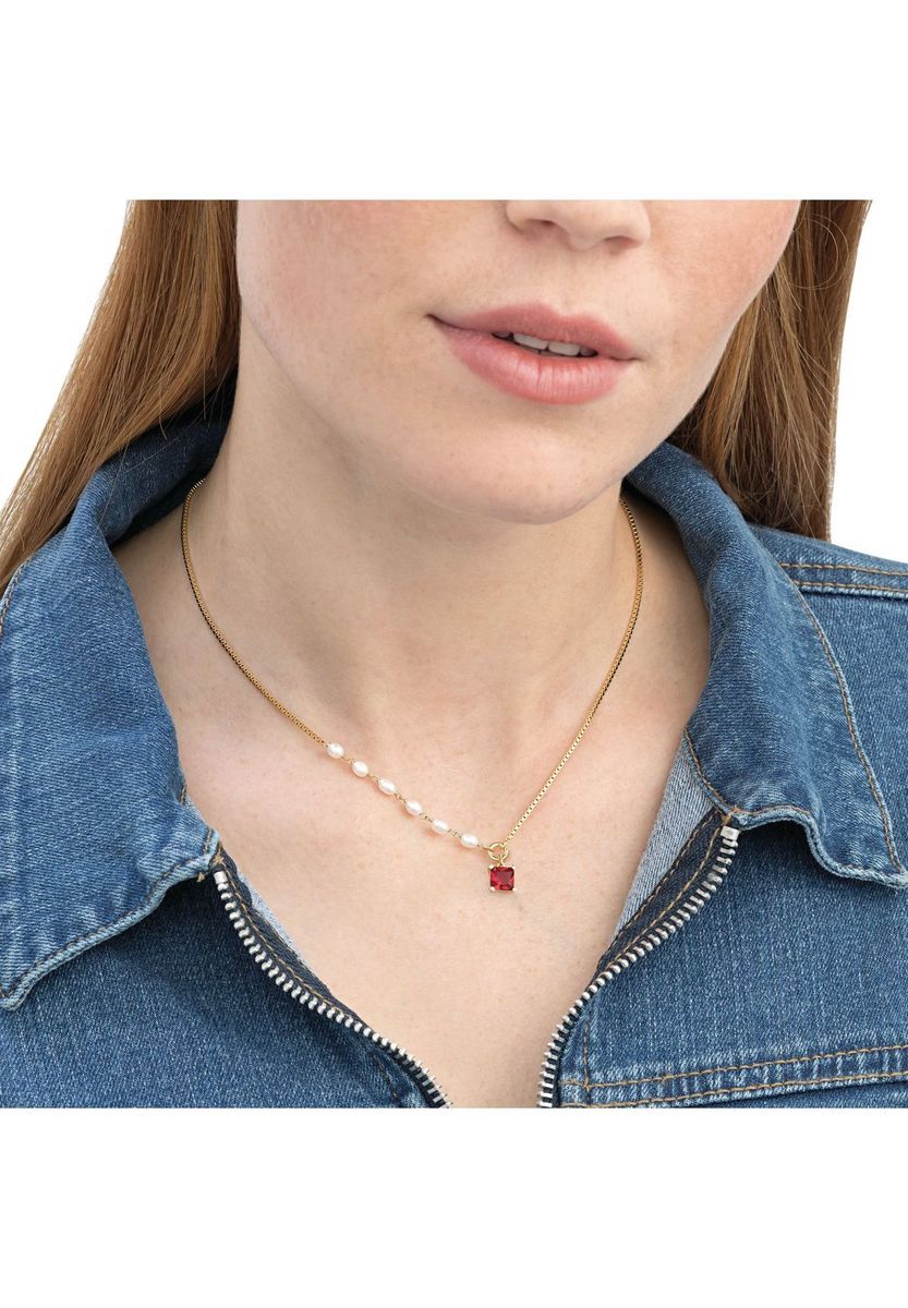 Asymmetrische Perlen- und Edelsteinkette