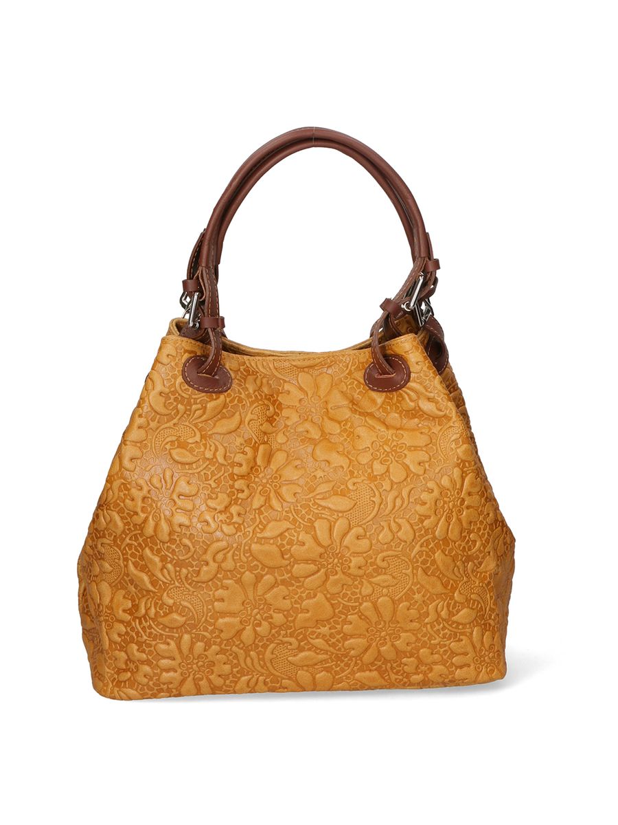 Italienische Tote-Tasche mit Blumenprägung