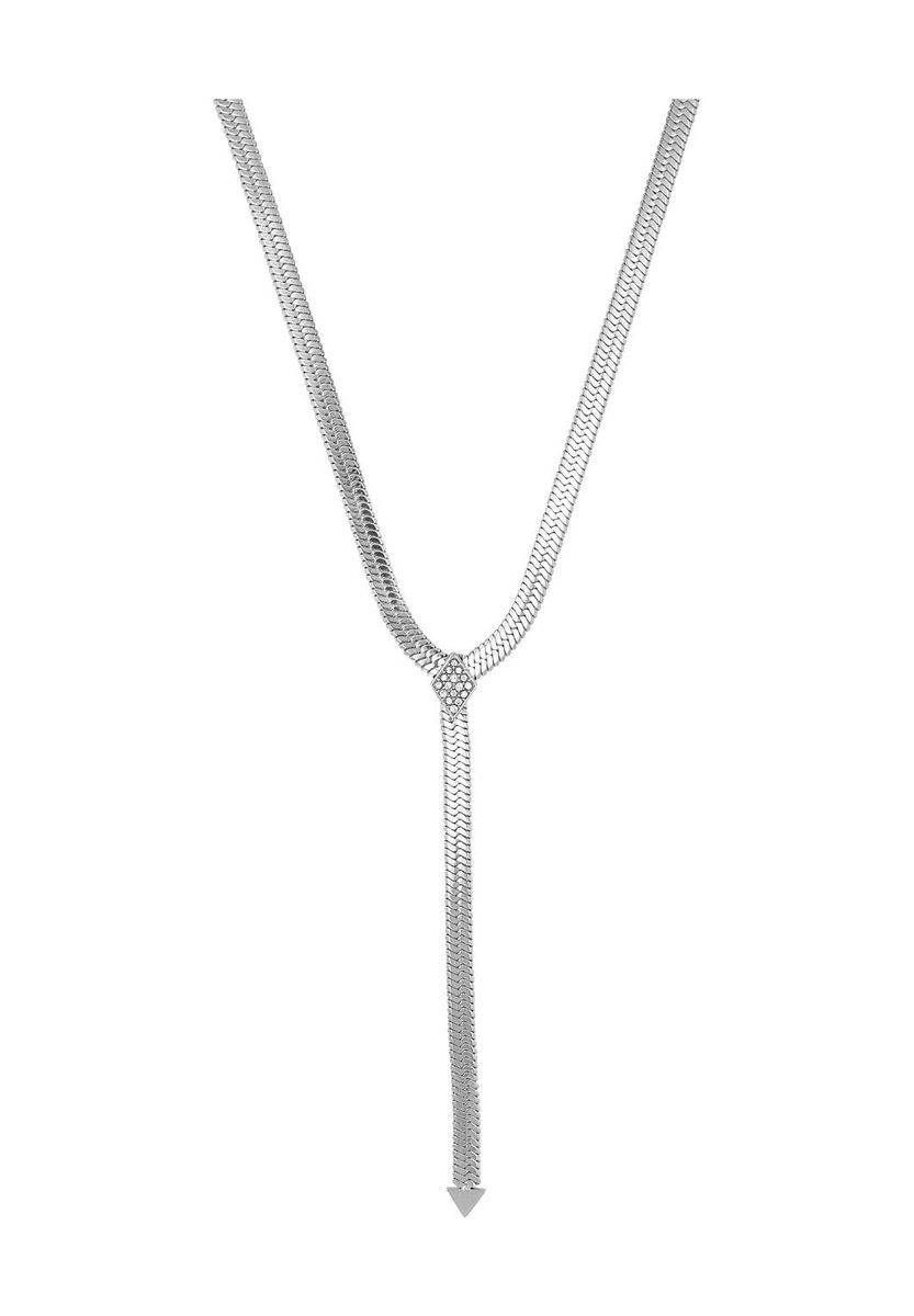 Elegante silberne Y-Kette mit Kristallen