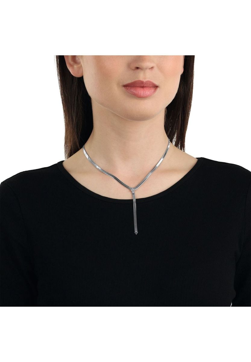 Elegante silberne Y-Kette mit Kristallen