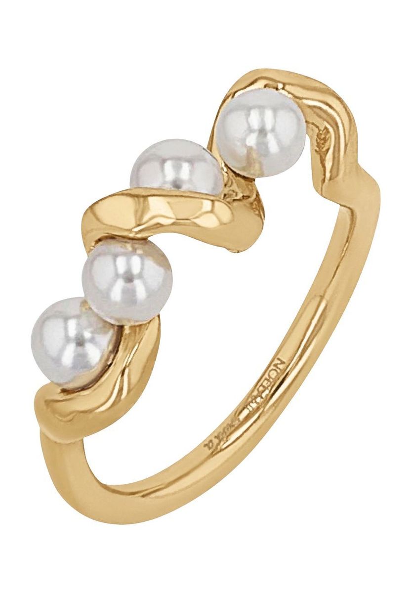 Geflochtener Goldring mit Perlen