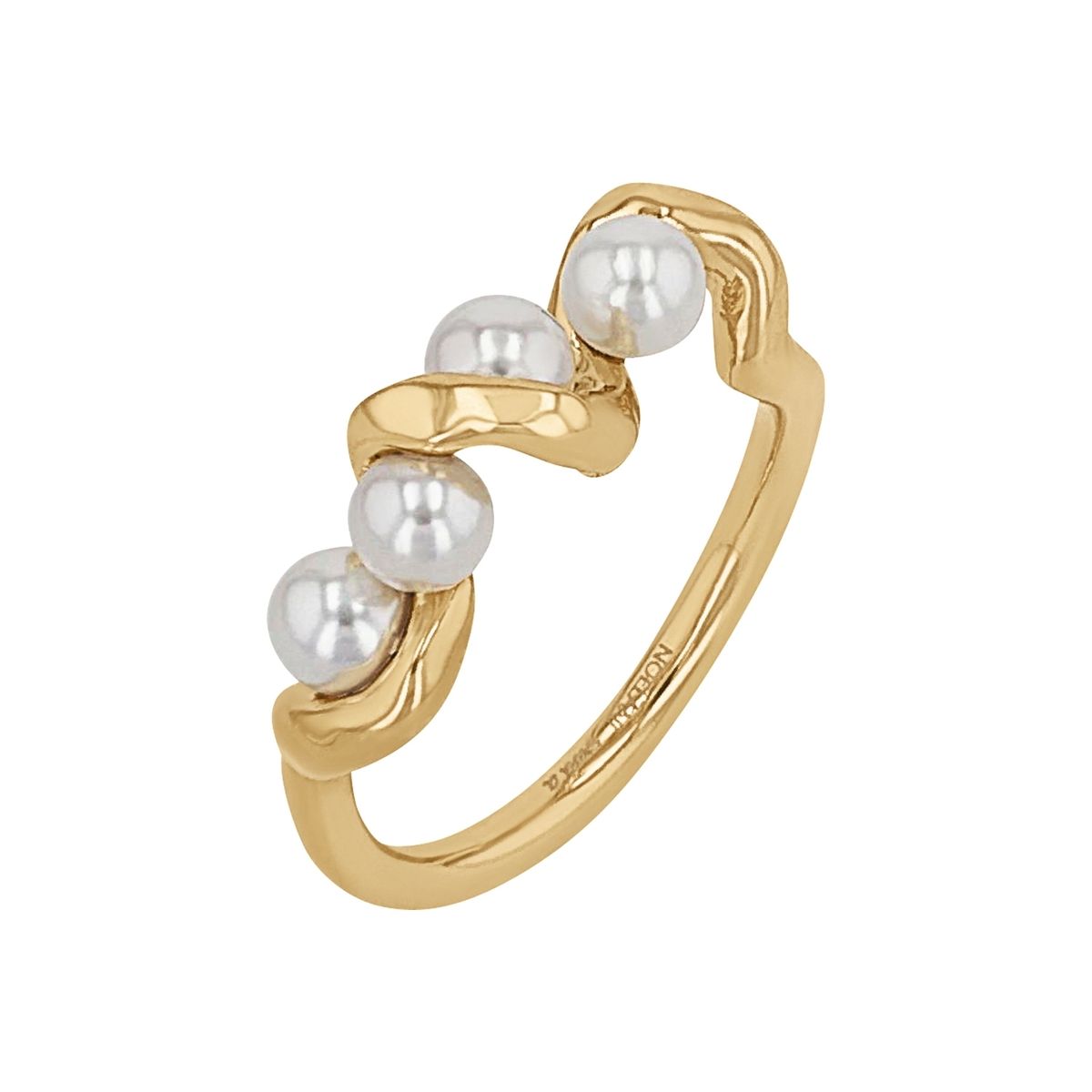 Geflochtener Goldring mit Perlen