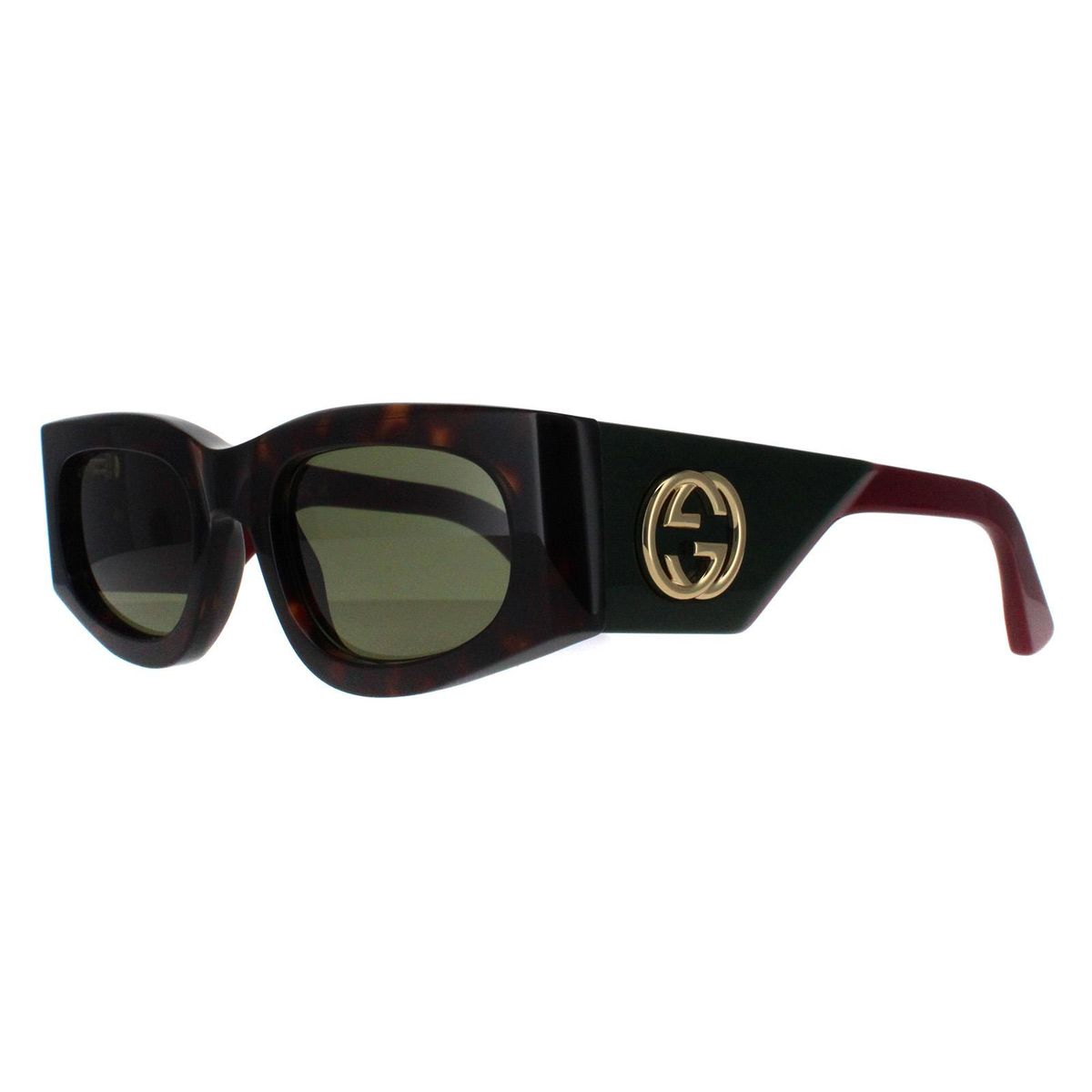 Markante rechteckige Sonnenbrille in Schildpatt-Optik
