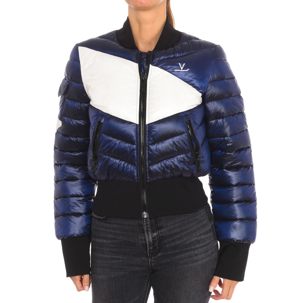 Wattierte Bomberjacke mit Color-Blocking