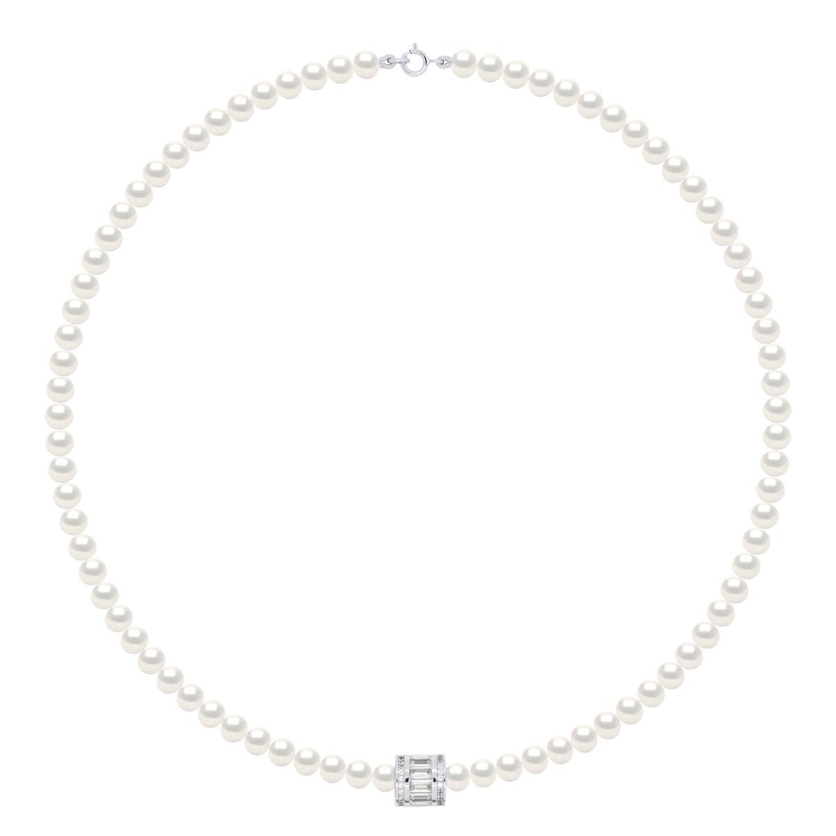 Süßwasserperlenkette mit Zirkonia-Fasselement
