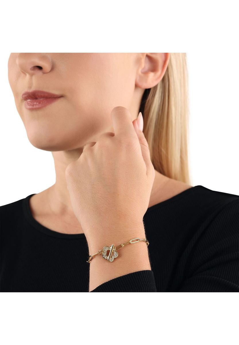 Gliederarmband mit Zirkonia-Blumenanhänger