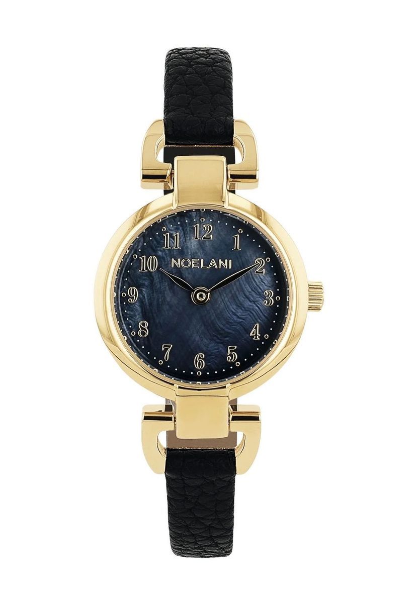 Elegante goldfarbene Armbanduhr mit Perlmutt-Zifferblatt