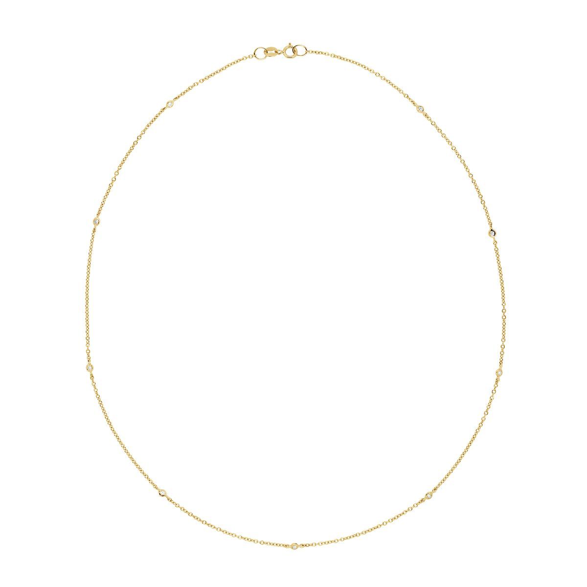 Diamant-Station-Halskette aus Gelbgold