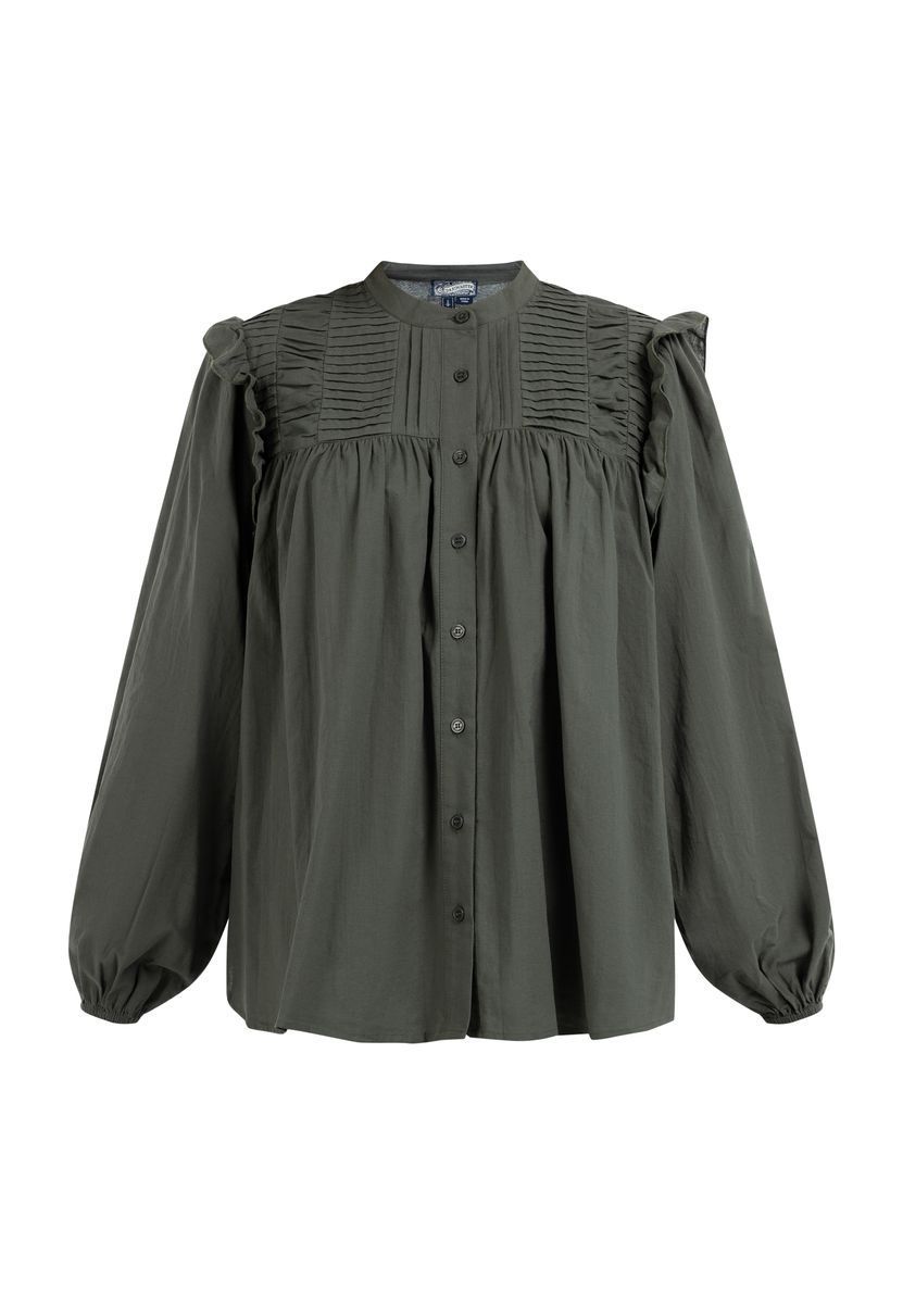 Romantische Baumwollbluse mit Plissee-Details