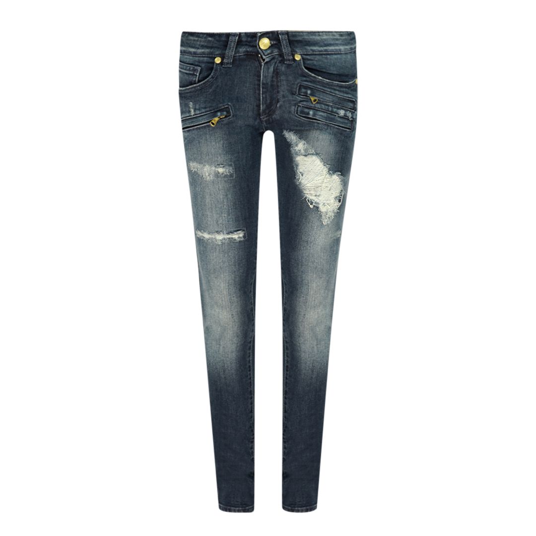 Skinny-Jeans mit Destroyed-Effekt und Zippern