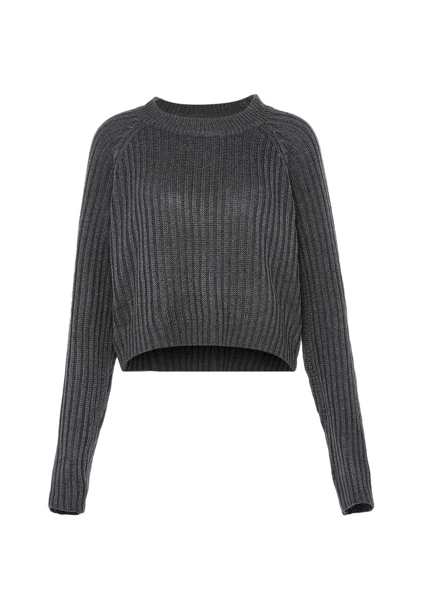 Raglan-Strickpullover in Rippenoptik