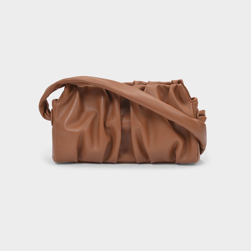 Vague Plissierte Baguette-Tasche aus Leder