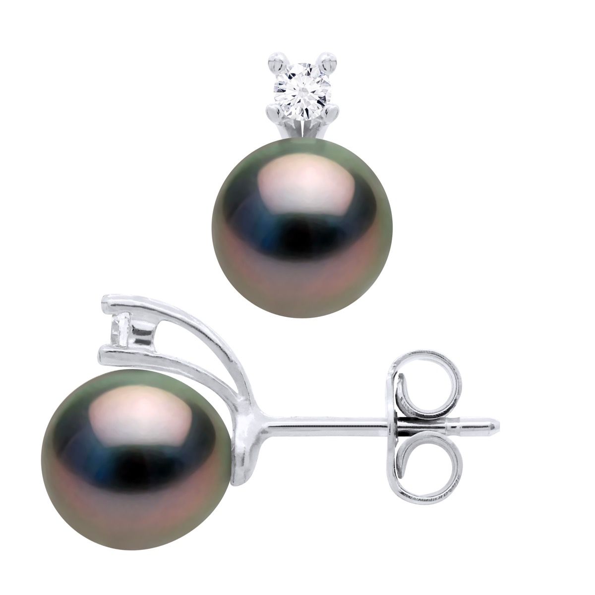 Elegante Tahiti-Perlenohrringe aus Silber